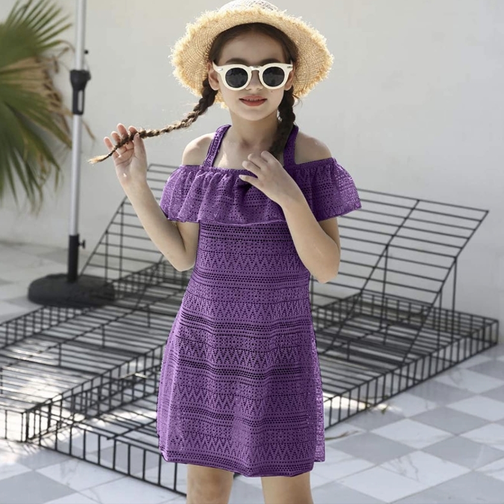 Purple lace open shoulder sport dress